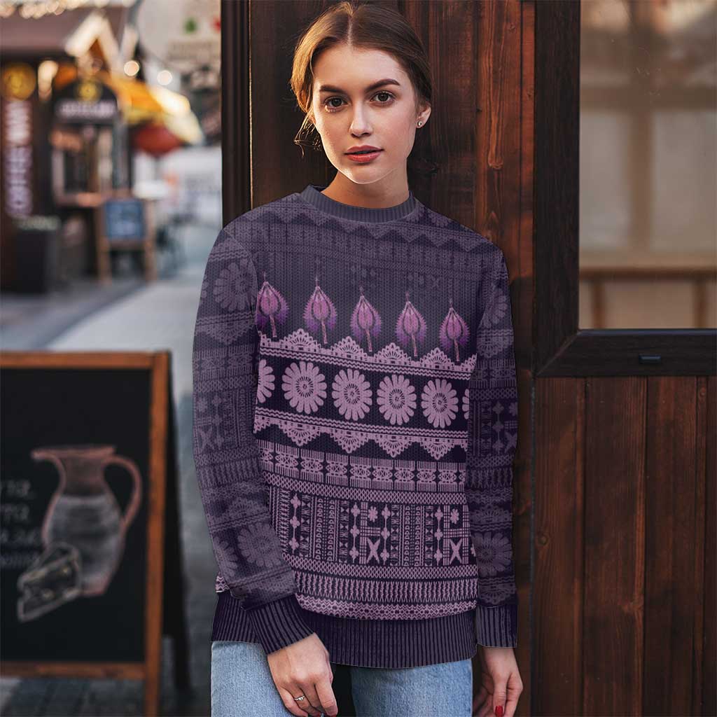 Bula Fiji Iri ni Meke Ugly Christmas Sweater Lokaloka Fijian Masi - Polynesian Pride