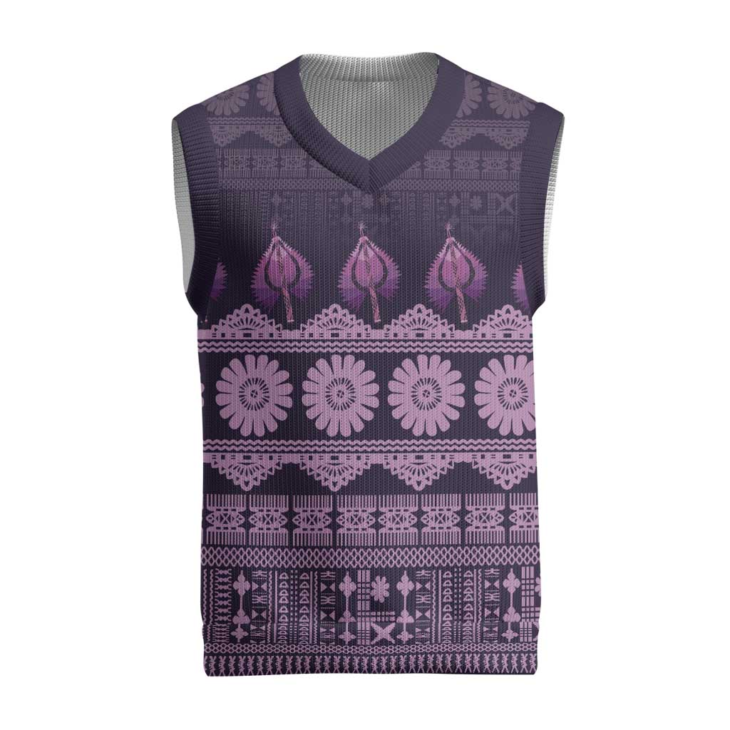 Bula Fiji Iri ni Meke Christmas Knitted V-Neck Vest Lokaloka Fijian Masi - Polynesian Pride