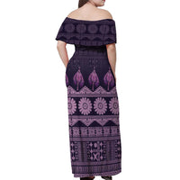 Bula Fiji Iri ni Meke Off Shoulder Maxi Dress Lokaloka Fijian Masi - Polynesian Pride