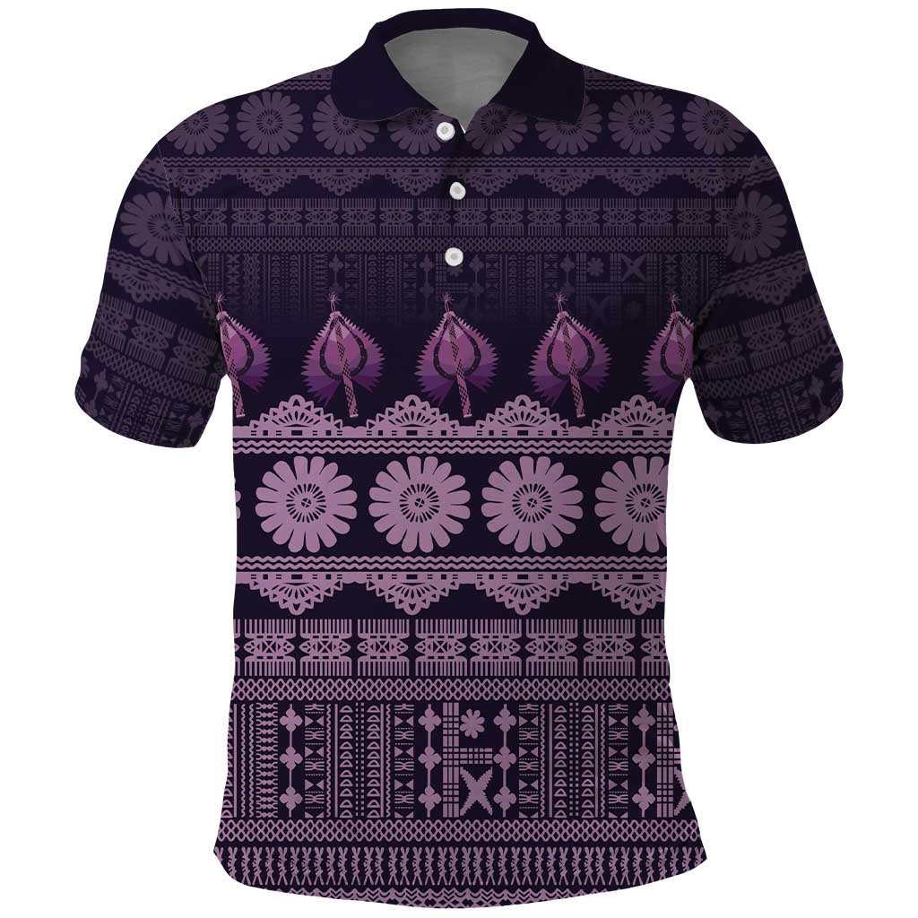 Bula Fiji Iri ni Meke Polo Shirt Lokaloka Fijian Masi - Polynesian Pride