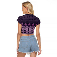 Bula Fiji Iri ni Meke Raglan Cropped T Shirt Lokaloka Fijian Masi - Polynesian Pride