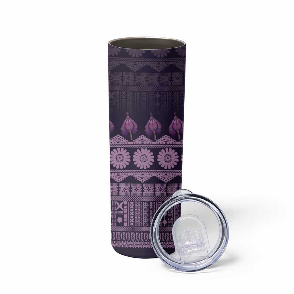 Bula Fiji Iri ni Meke Skinny Tumbler Lokaloka Fijian Masi - Polynesian Pride