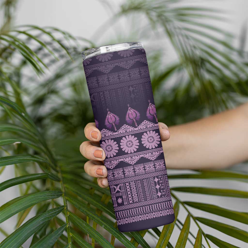 Bula Fiji Iri ni Meke Skinny Tumbler Lokaloka Fijian Masi - Polynesian Pride