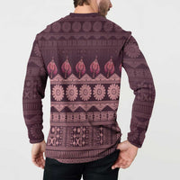 Bula Fiji Iri ni Meke Button Sweatshirt Piqi Fijian Masi - Polynesian Pride