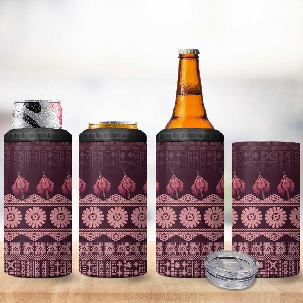 Bula Fiji Iri ni Meke 4 in 1 Can Cooler Tumbler Piqi Fijian Masi - Polynesian Pride