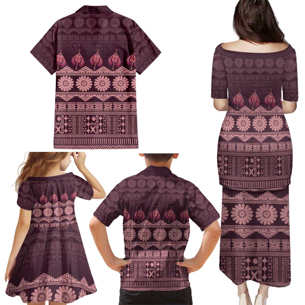 Bula Fiji Iri ni Meke Family Matching Puletasi and Hawaiian Shirt Piqi Fijian Masi - Polynesian Pride