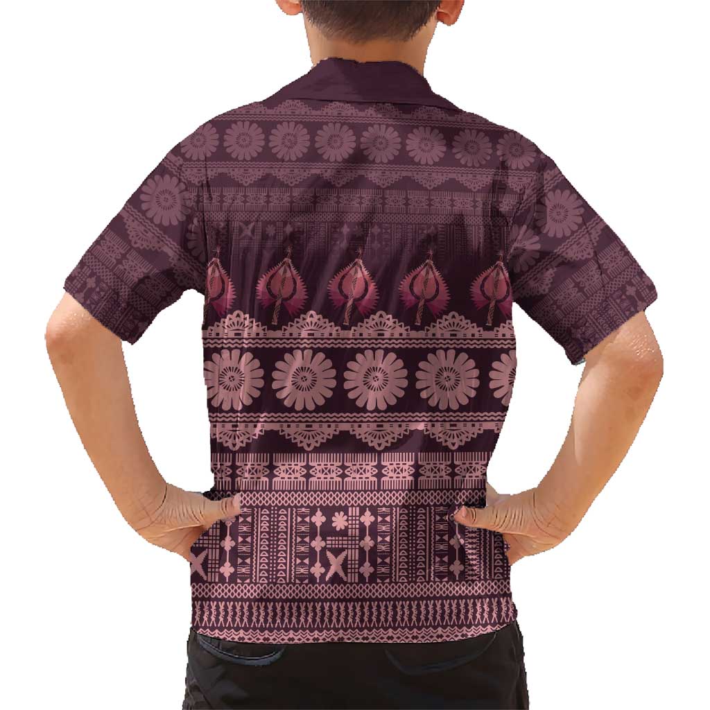 Bula Fiji Iri ni Meke Kid Hawaiian Shirt Piqi Fijian Masi - Polynesian Pride