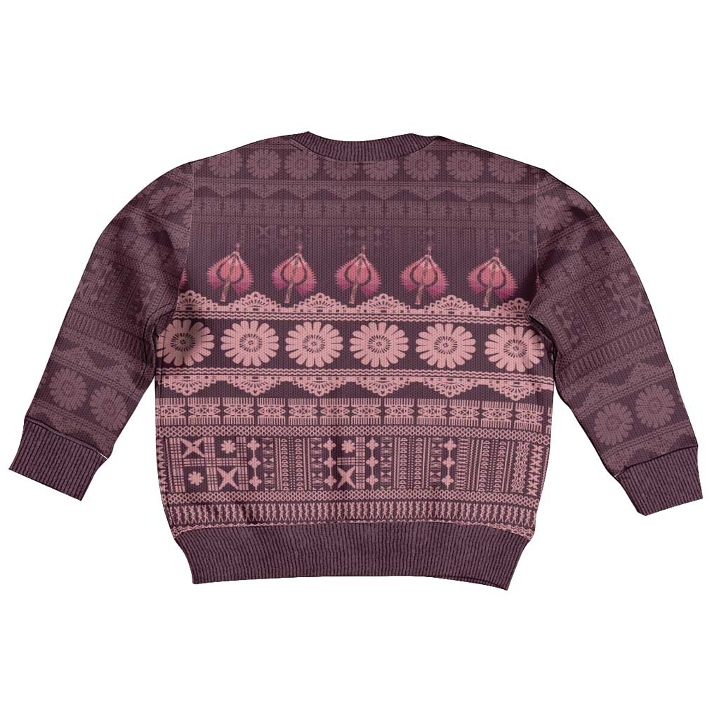 Bula Fiji Iri ni Meke Kid Ugly Christmas Sweater Piqi Fijian Masi - Polynesian Pride