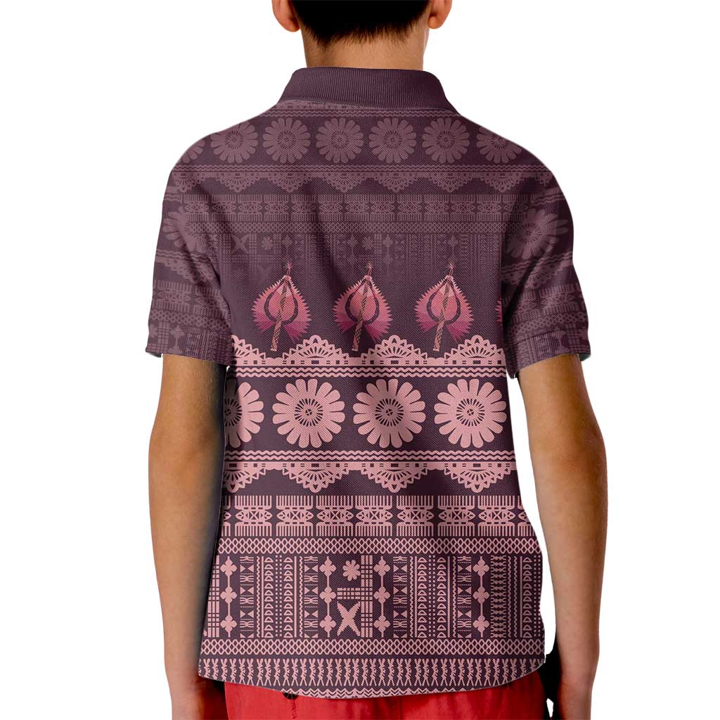Bula Fiji Iri ni Meke Kid Polo Shirt Piqi Fijian Masi - Polynesian Pride