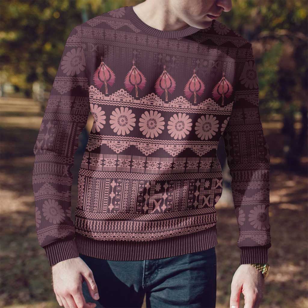 Bula Fiji Iri ni Meke Ugly Christmas Sweater Piqi Fijian Masi - Polynesian Pride