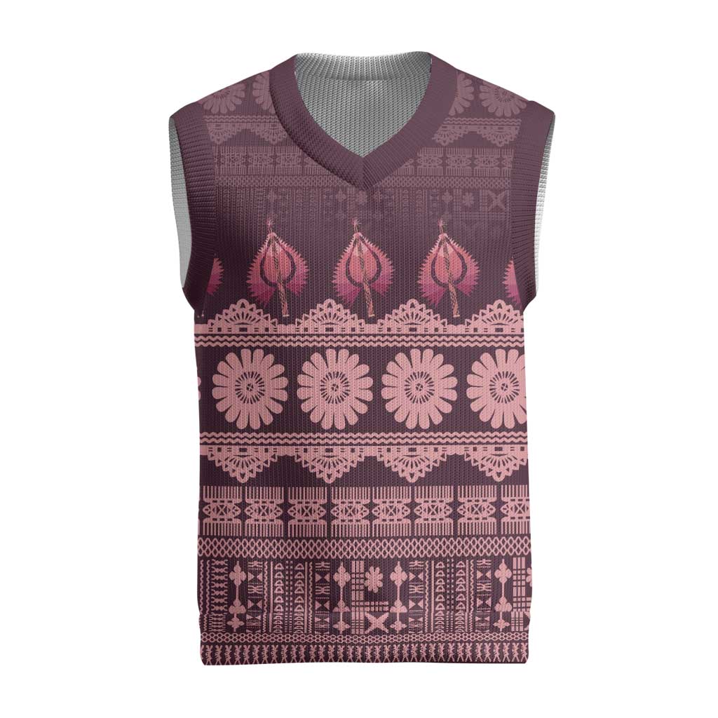 Bula Fiji Iri ni Meke Christmas Knitted V-Neck Vest Piqi Fijian Masi - Polynesian Pride