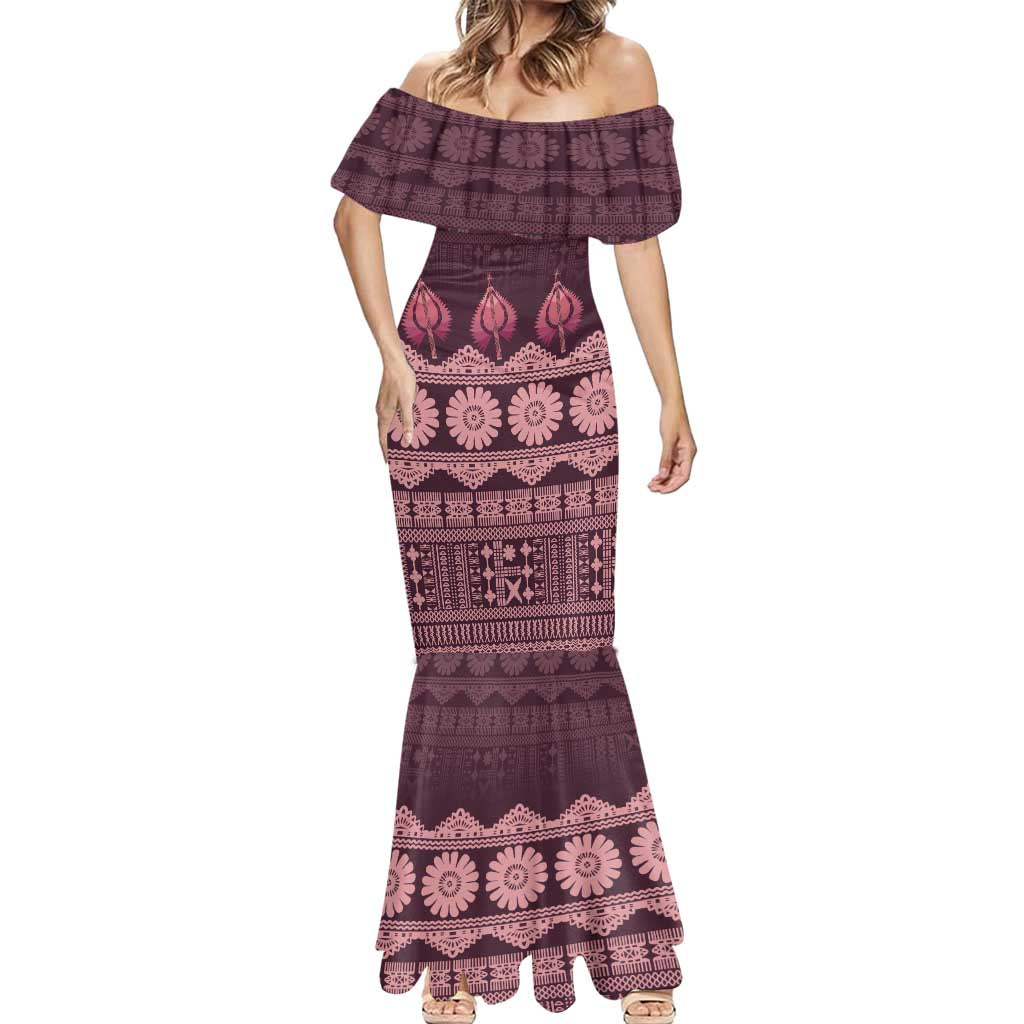 Bula Fiji Iri ni Meke Mermaid Dress Piqi Fijian Masi - Polynesian Pride