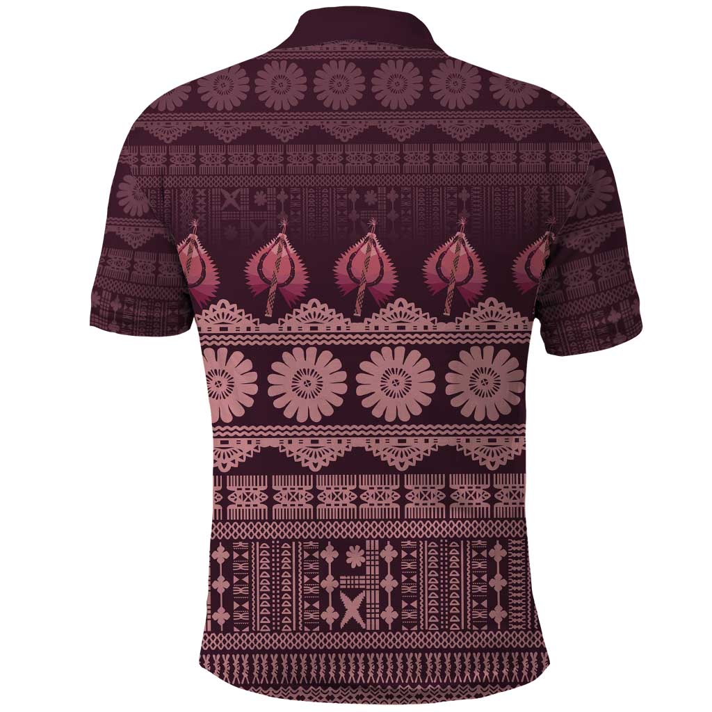 Bula Fiji Iri ni Meke Polo Shirt Piqi Fijian Masi LT14 - Polynesian Pride