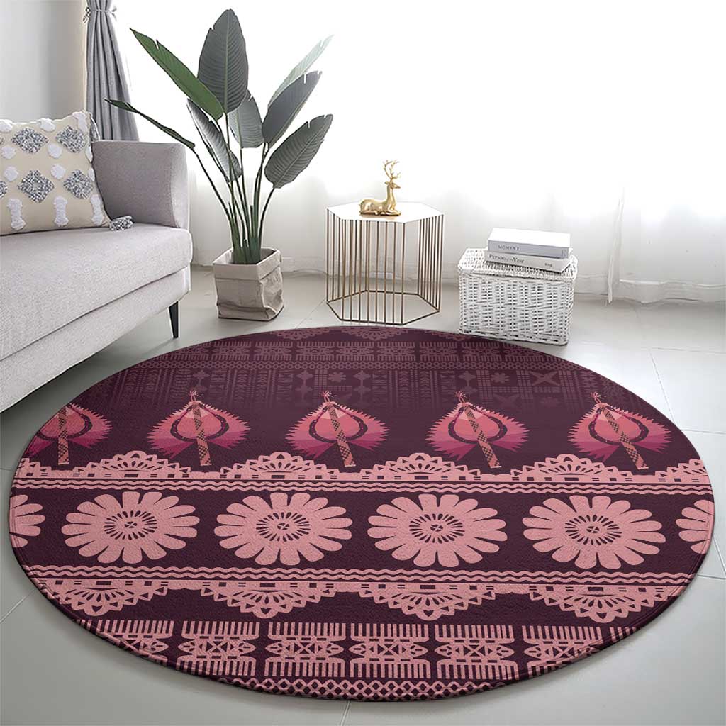 Bula Fiji Iri ni Meke Round Carpet Piqi Fijian Masi - Polynesian Pride