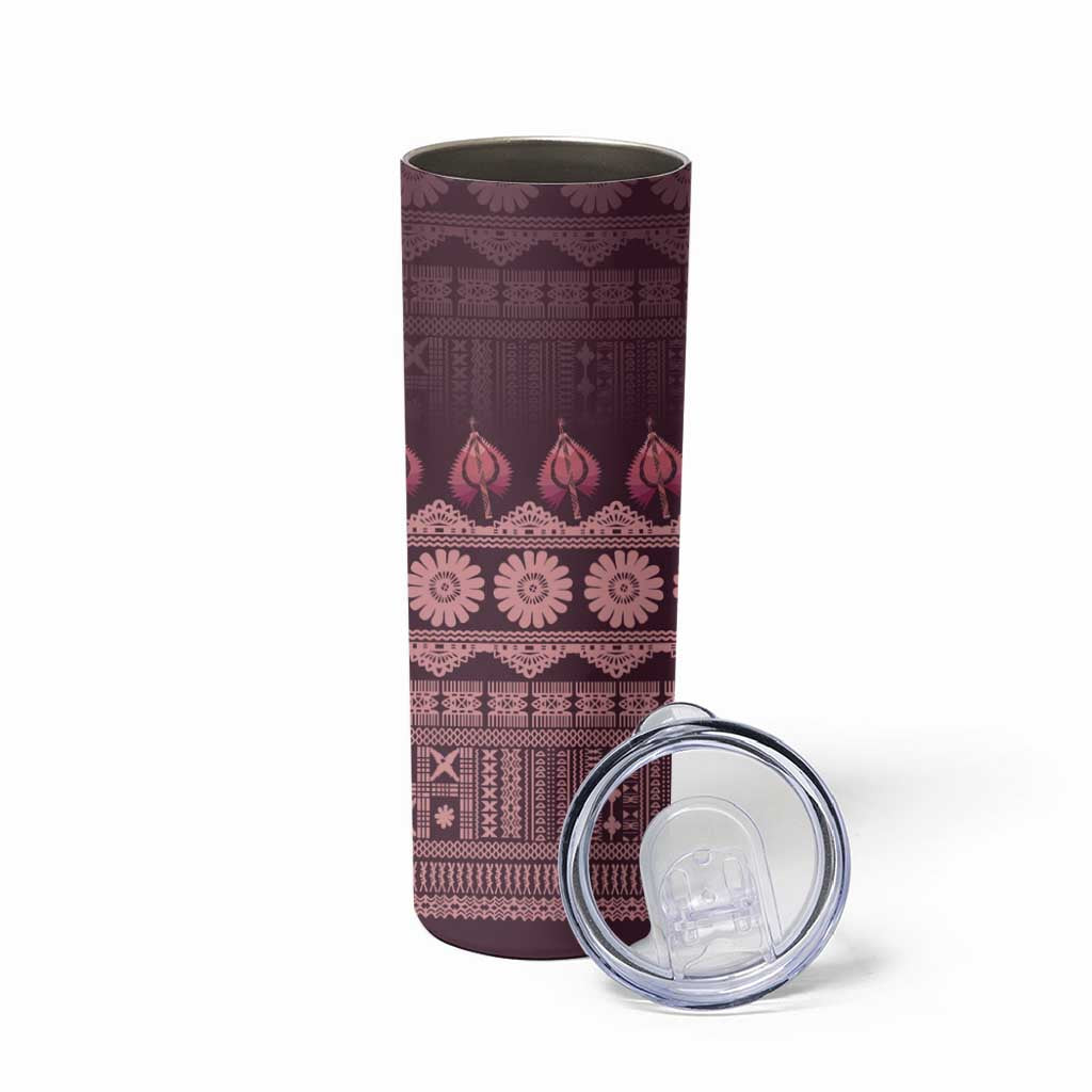 Bula Fiji Iri ni Meke Skinny Tumbler Piqi Fijian Masi - Polynesian Pride