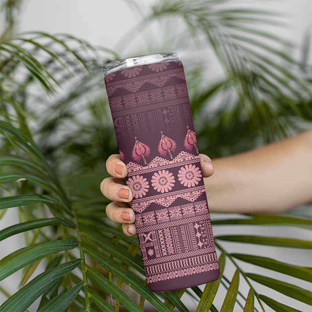 Bula Fiji Iri ni Meke Skinny Tumbler Piqi Fijian Masi - Polynesian Pride