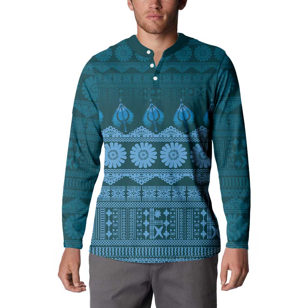 Bula Fiji Iri ni Meke Button Sweatshirt Karakarawa Fijian Masi - Polynesian Pride
