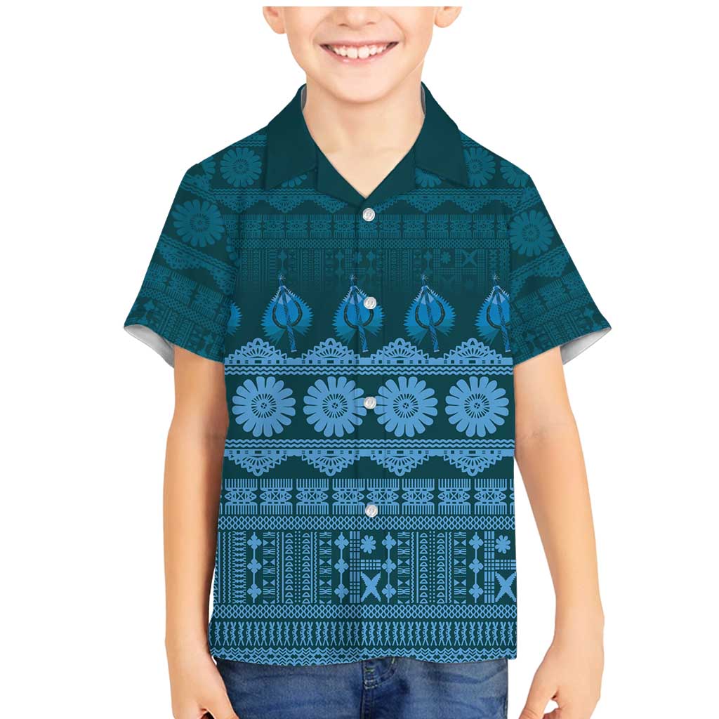 Bula Fiji Iri ni Meke Family Matching Mermaid Dress and Hawaiian Shirt Karakarawa Fijian Masi - Polynesian Pride