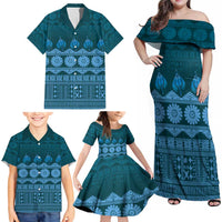 Bula Fiji Iri ni Meke Family Matching Off Shoulder Maxi Dress and Hawaiian Shirt Karakarawa Fijian Masi - Polynesian Pride