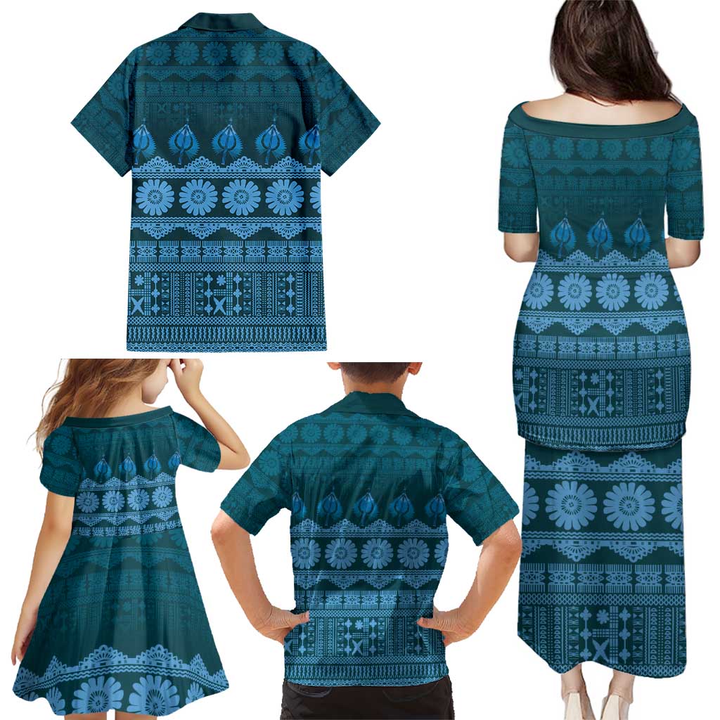 Bula Fiji Iri ni Meke Family Matching Puletasi and Hawaiian Shirt Karakarawa Fijian Masi - Polynesian Pride