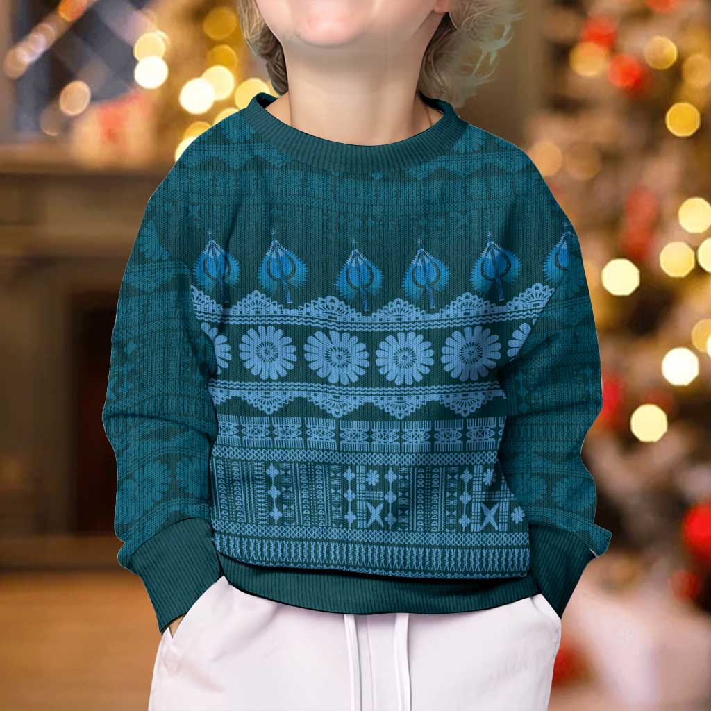 Bula Fiji Iri ni Meke Kid Ugly Christmas Sweater Karakarawa Fijian Masi - Polynesian Pride