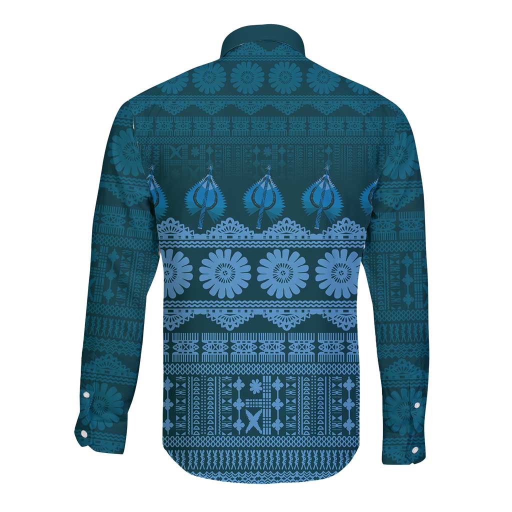 Bula Fiji Iri ni Meke Long Sleeve Button Shirt Karakarawa Fijian Masi - Polynesian Pride