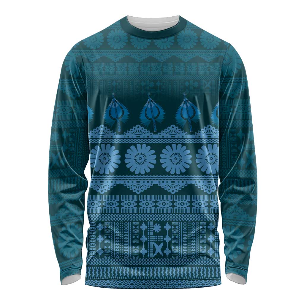 Bula Fiji Iri ni Meke Long Sleeve Shirt Karakarawa Fijian Masi - Polynesian Pride