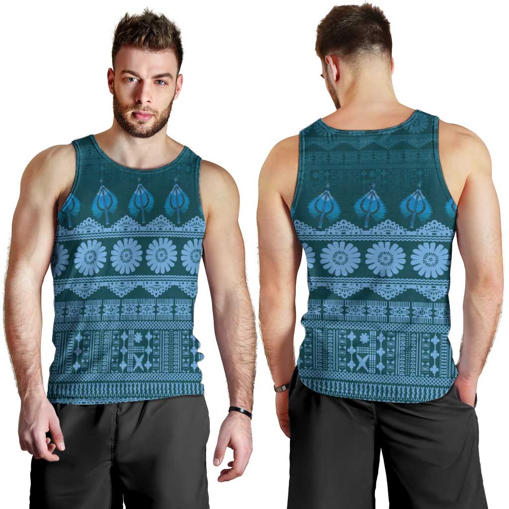Bula Fiji Iri ni Meke Men Tank Top Karakarawa Fijian Masi - Polynesian Pride