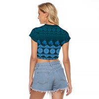 Bula Fiji Iri ni Meke Raglan Cropped T Shirt Karakarawa Fijian Masi - Polynesian Pride