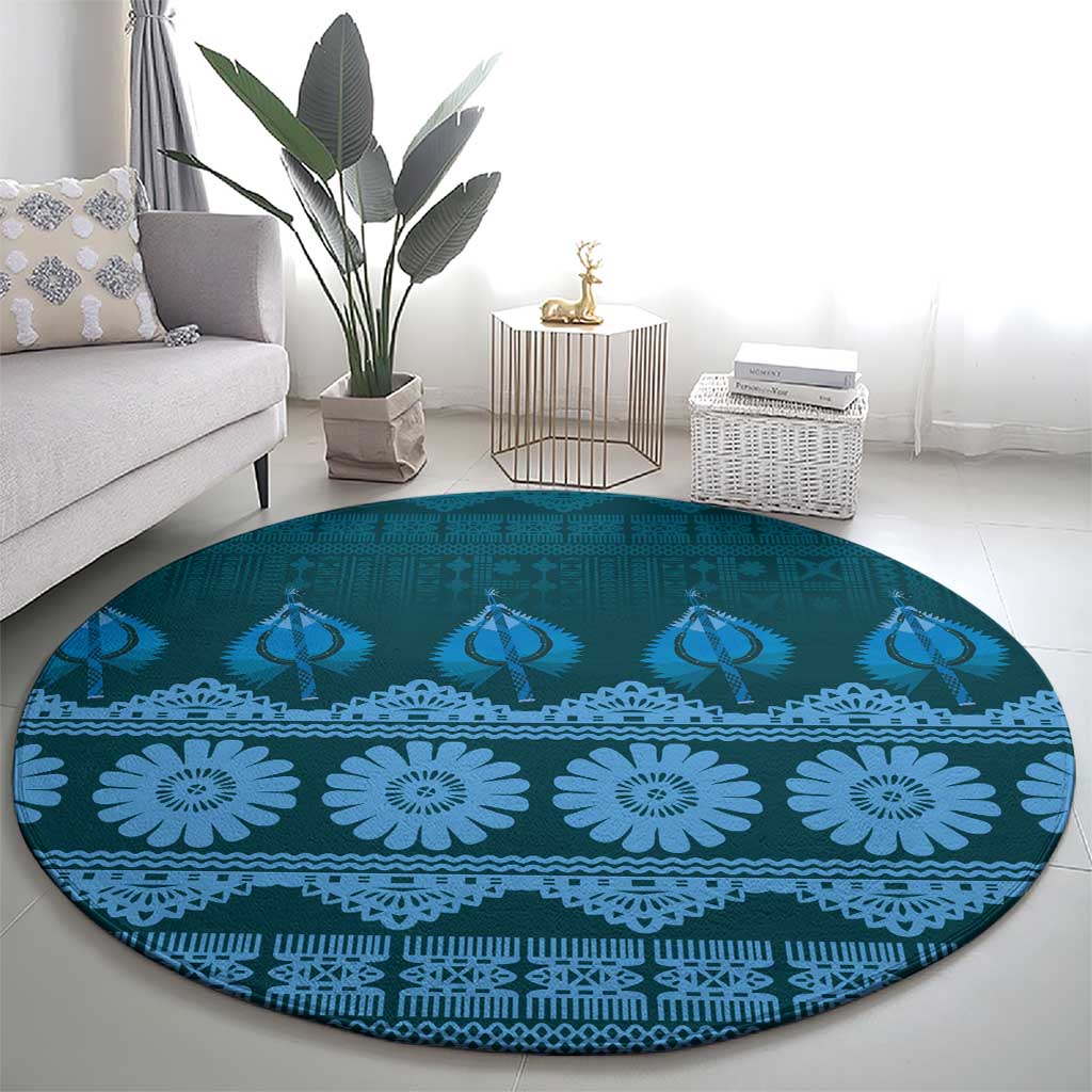 Bula Fiji Iri ni Meke Round Carpet Karakarawa Fijian Masi - Polynesian Pride