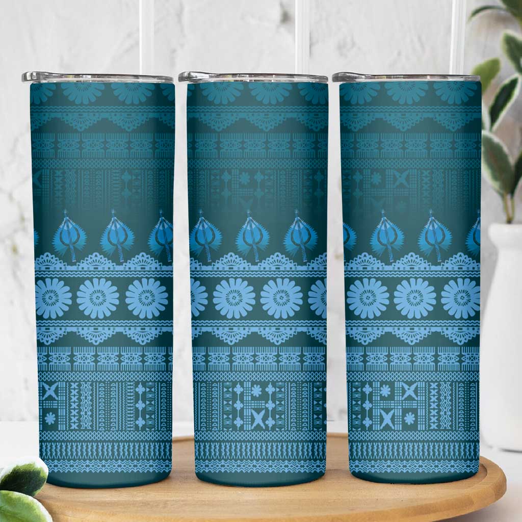 Bula Fiji Iri ni Meke Skinny Tumbler Karakarawa Fijian Masi - Polynesian Pride