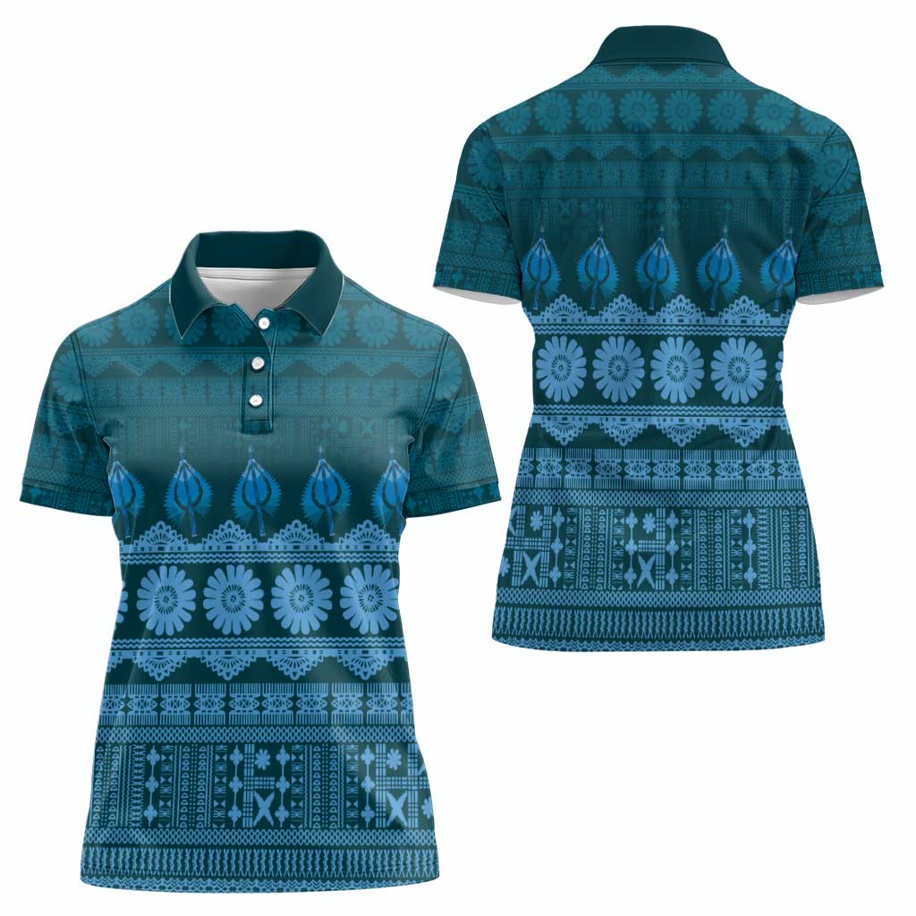 Bula Fiji Iri ni Meke Women Polo Shirt Karakarawa Fijian Masi - Polynesian Pride