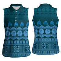Bula Fiji Iri ni Meke Women Sleeveless Polo Shirt Karakarawa Fijian Masi - Polynesian Pride