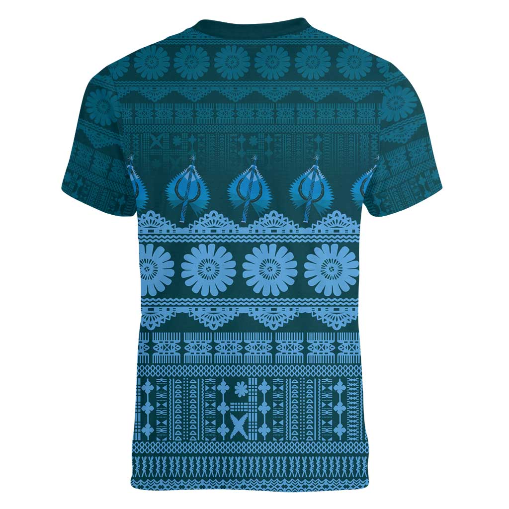 Bula Fiji Iri ni Meke Women V-Neck T-Shirt Karakarawa Fijian Masi - Polynesian Pride