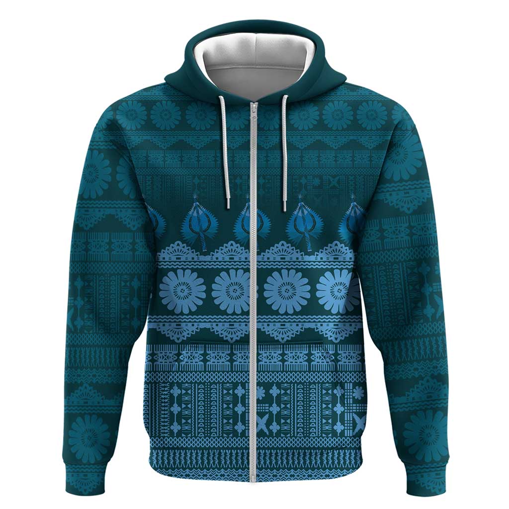 Bula Fiji Iri ni Meke Zip Hoodie Karakarawa Fijian Masi - Polynesian Pride