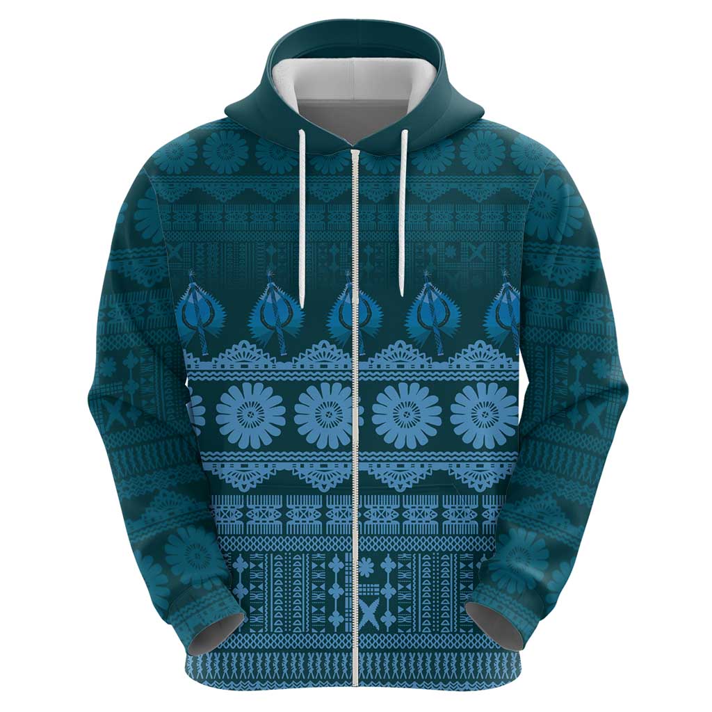 Bula Fiji Iri ni Meke Zip Hoodie Karakarawa Fijian Masi - Polynesian Pride