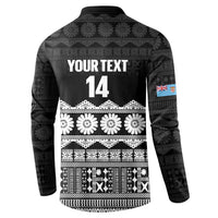 Fiji Tapa Rugby Custom Button Sweatshirt Go Fijiana - Polynesian Pride