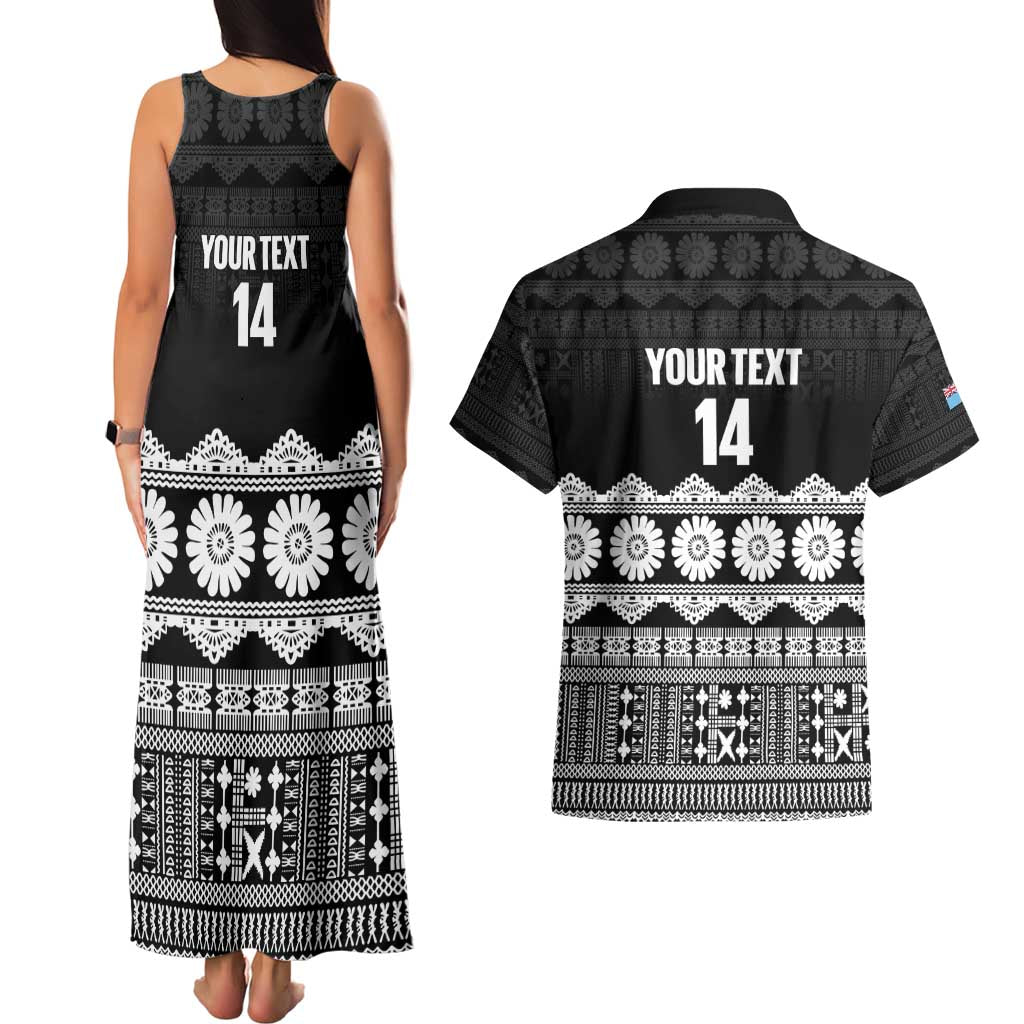 Fiji Tapa Rugby Custom Couples Matching Tank Maxi Dress and Hawaiian Shirt Go Fijiana - Polynesian Pride