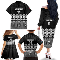 Fiji Tapa Rugby Custom Family Matching Off The Shoulder Long Sleeve Dress and Hawaiian Shirt Go Fijiana - Polynesian Pride