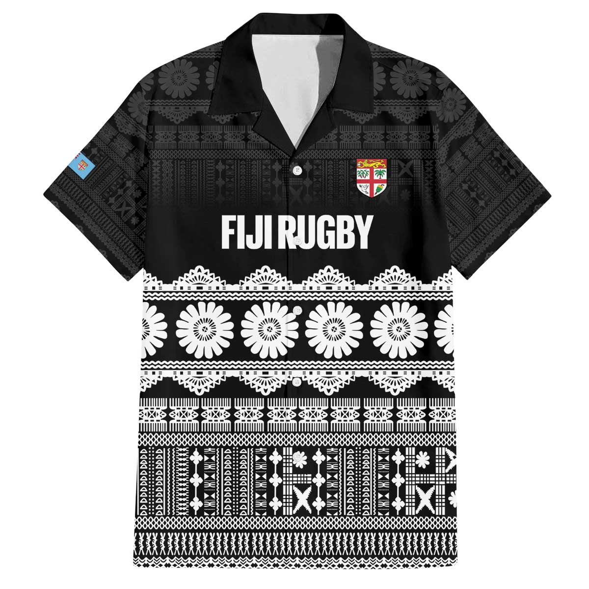Fiji Tapa Rugby Custom Family Matching Off The Shoulder Long Sleeve Dress and Hawaiian Shirt Go Fijiana - Polynesian Pride