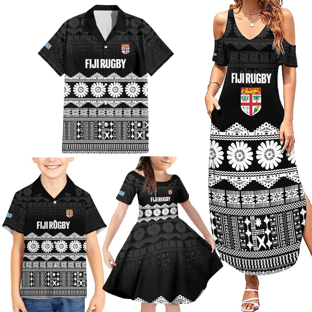 Fiji Tapa Rugby Custom Family Matching Summer Maxi Dress and Hawaiian Shirt Go Fijiana - Polynesian Pride