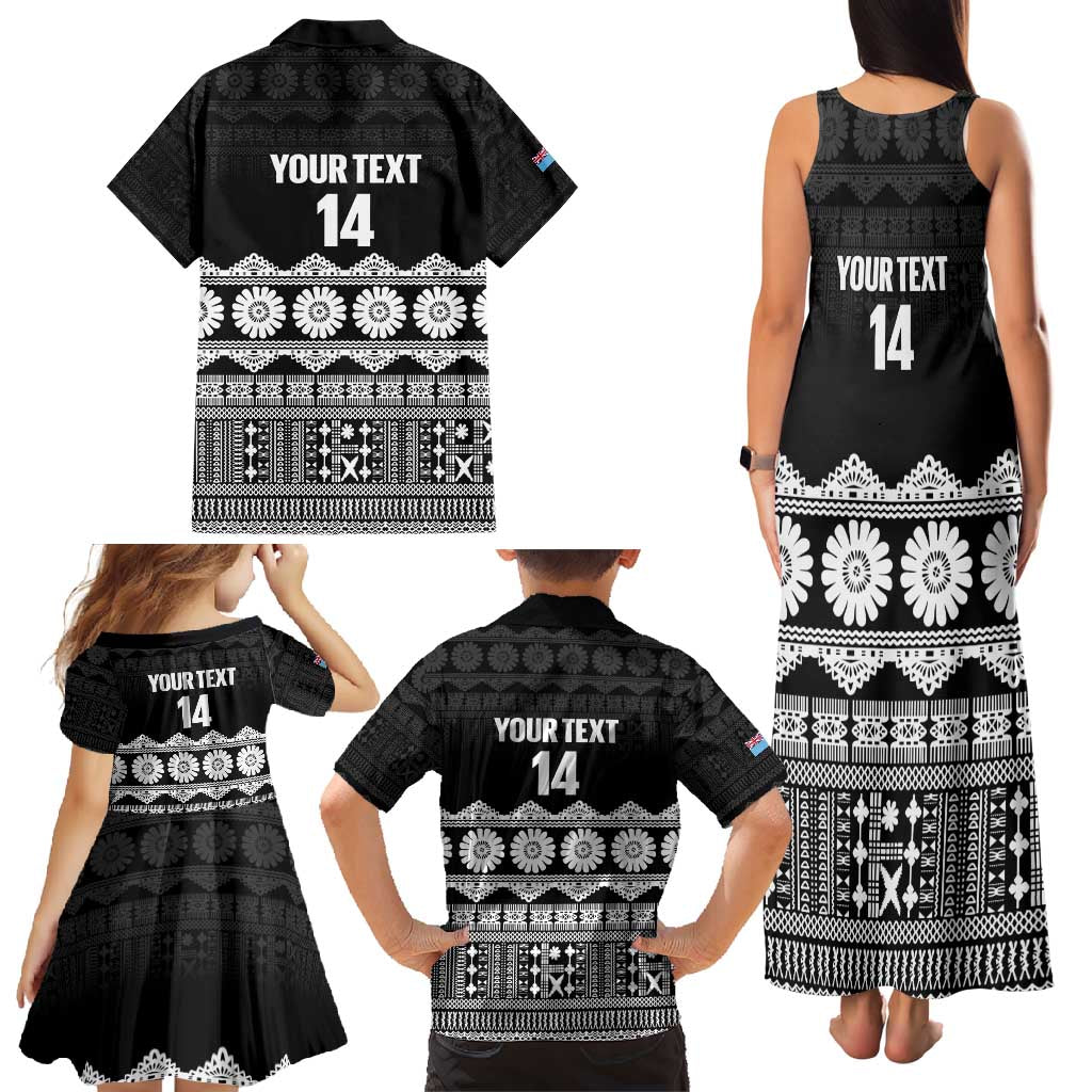 Fiji Tapa Rugby Custom Family Matching Tank Maxi Dress and Hawaiian Shirt Go Fijiana - Polynesian Pride