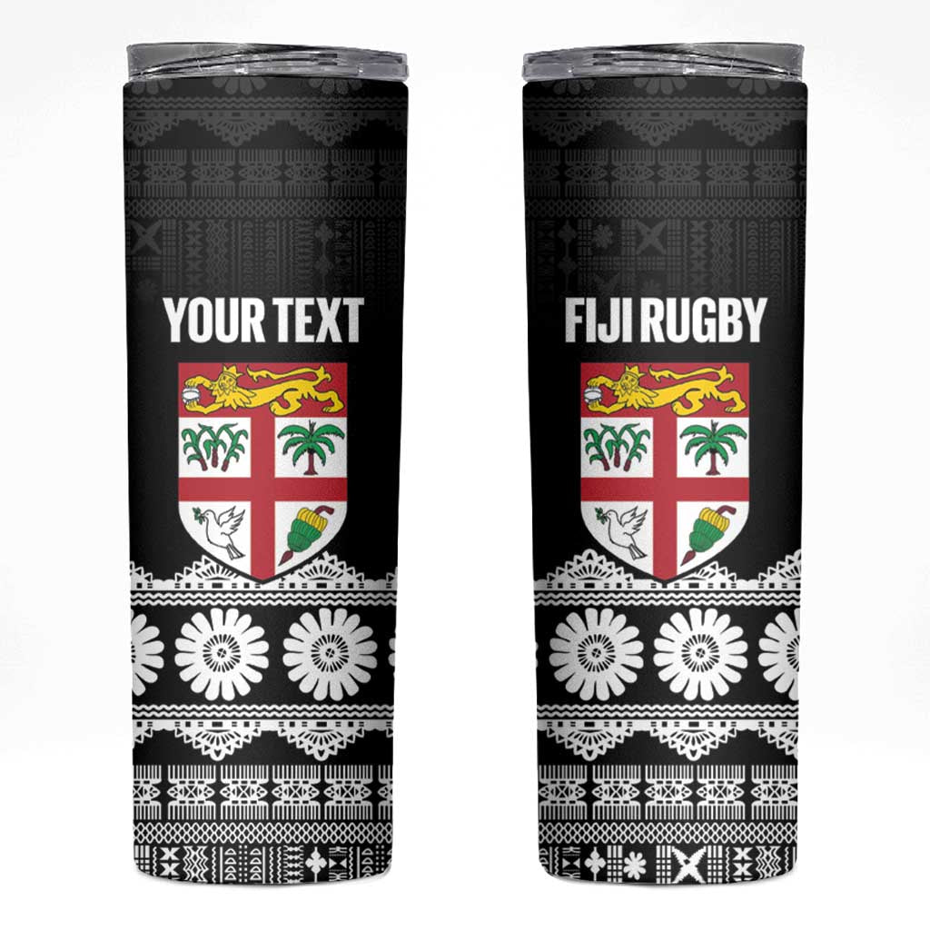 Fiji Tapa Rugby Custom Skinny Tumbler Go Fijiana - Polynesian Pride