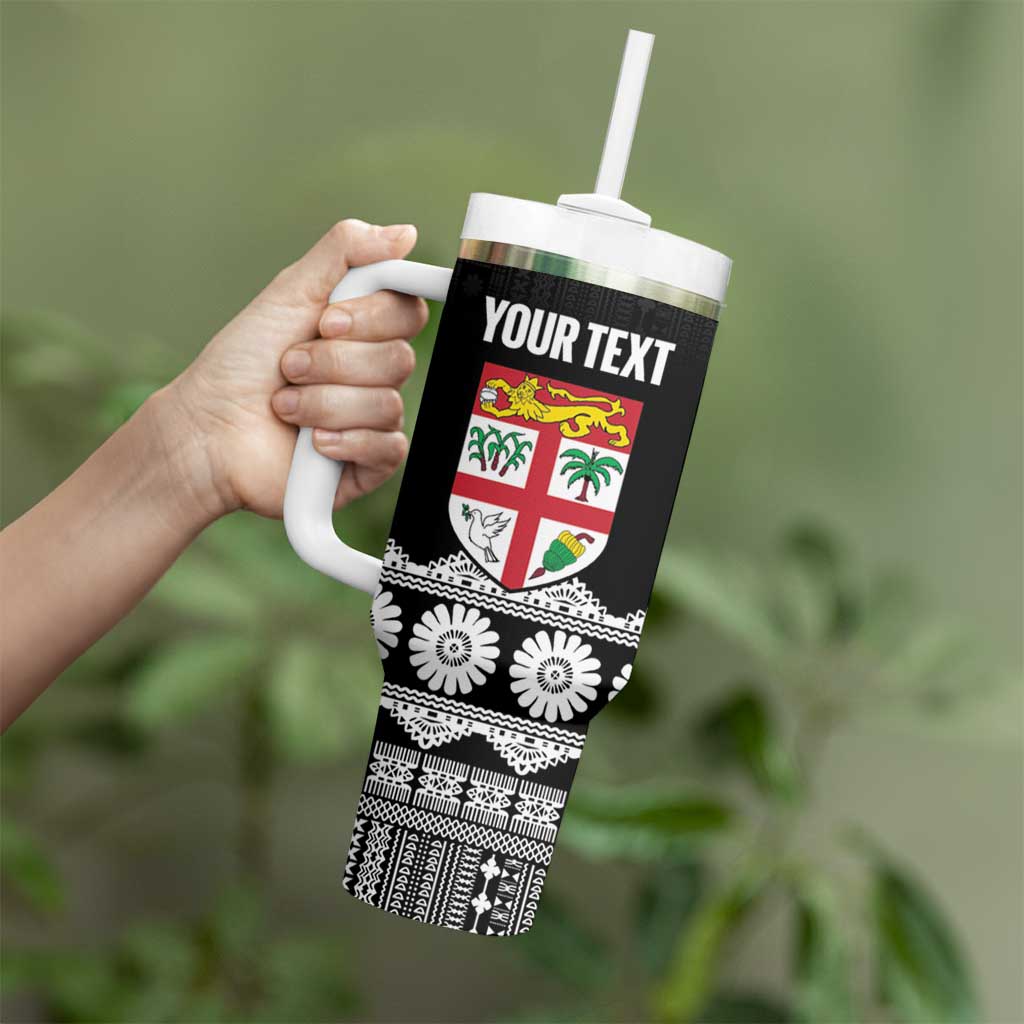 Fiji Tapa Rugby Custom Tumbler With Handle Go Fijiana - Polynesian Pride