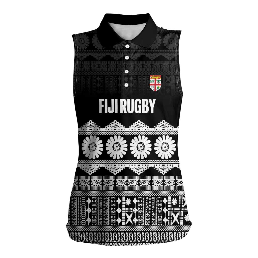 Fiji Tapa Rugby Custom Women Sleeveless Polo Shirt Go Fijiana - Polynesian Pride