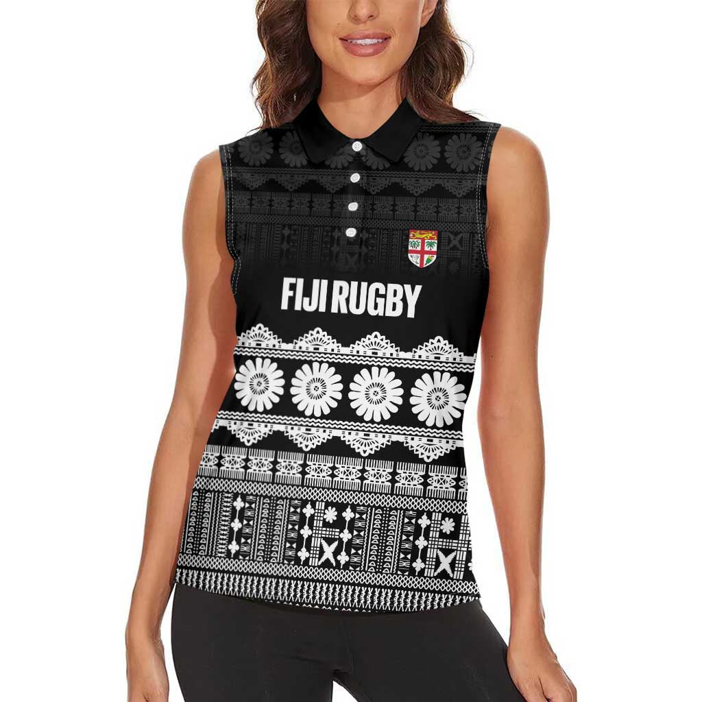 Fiji Tapa Rugby Custom Women Sleeveless Polo Shirt Go Fijiana - Polynesian Pride
