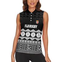 Fiji Tapa Rugby Custom Women Sleeveless Polo Shirt Go Fijiana - Polynesian Pride
