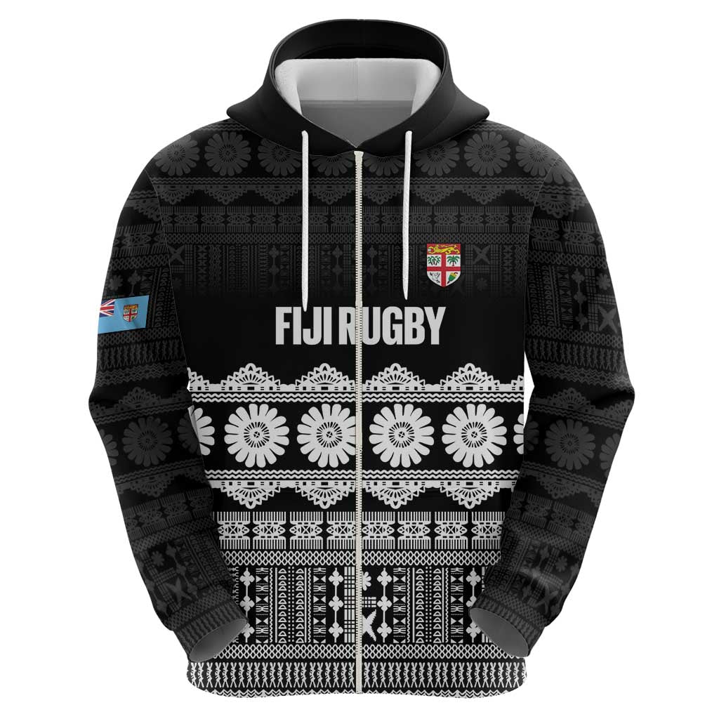 Fiji Tapa Rugby Custom Zip Hoodie Go Fijiana - Polynesian Pride