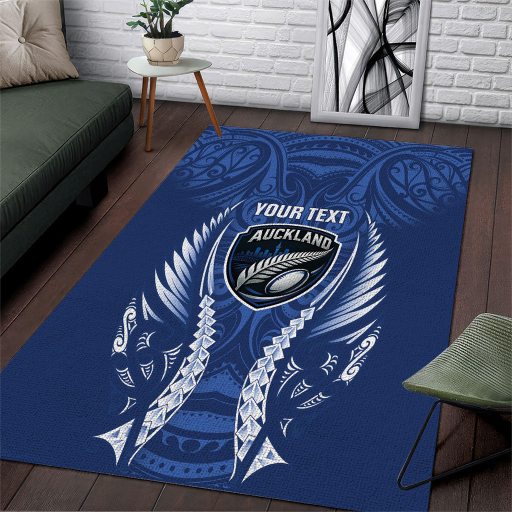 Auckland 2026 Rugby Custom Area Rug NZ Maori Silver Fern