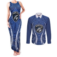 Auckland 2026 Rugby Custom Couples Matching Tank Maxi Dress and Long Sleeve Button Shirt NZ Maori Silver Fern